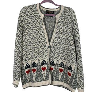 Women's Cream and Green Jumper